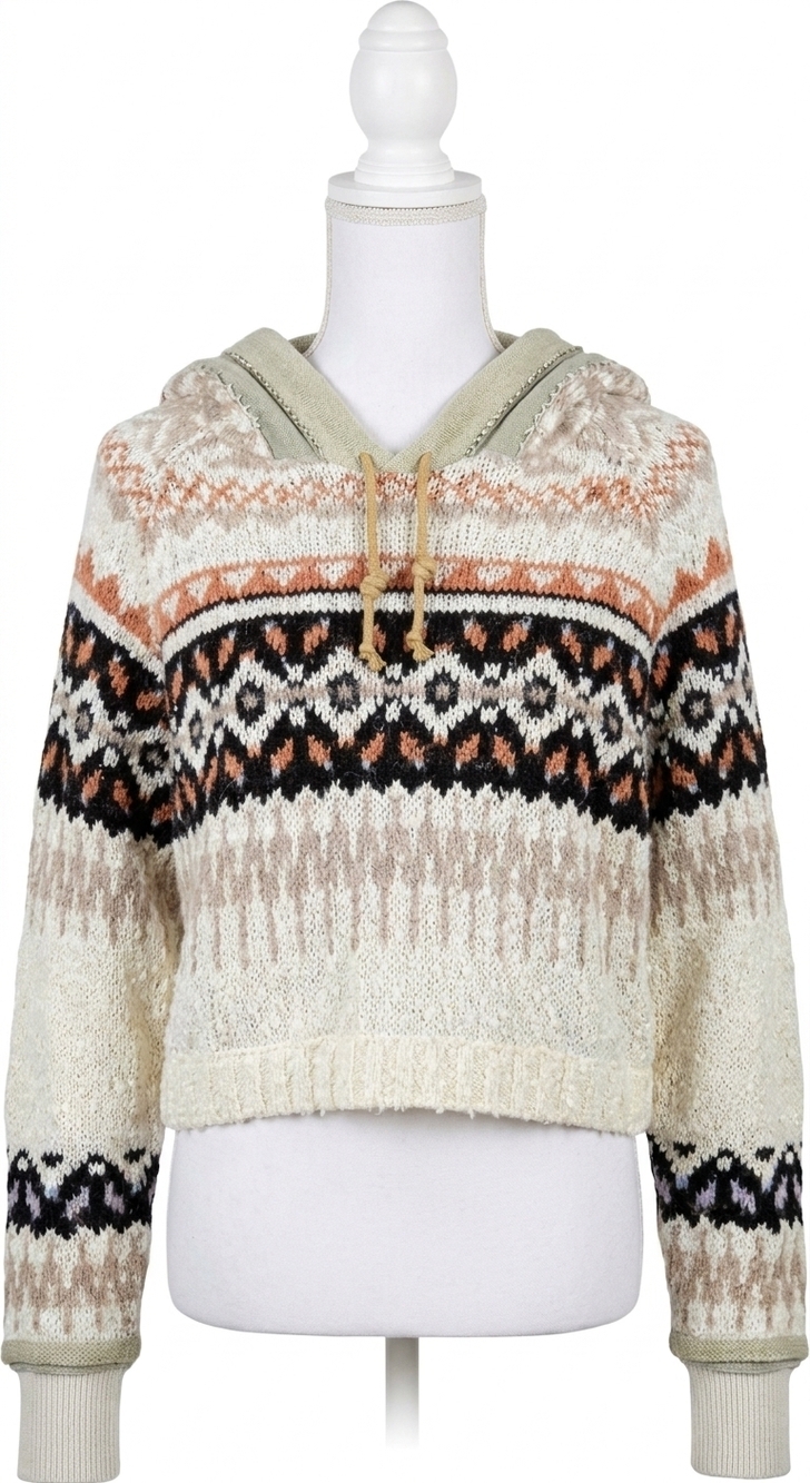 NEW FREE PEOPLE wool blend cozy hooded sweater in beige